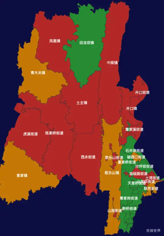 echarts重庆市沙坪坝区地图渲染效果实例